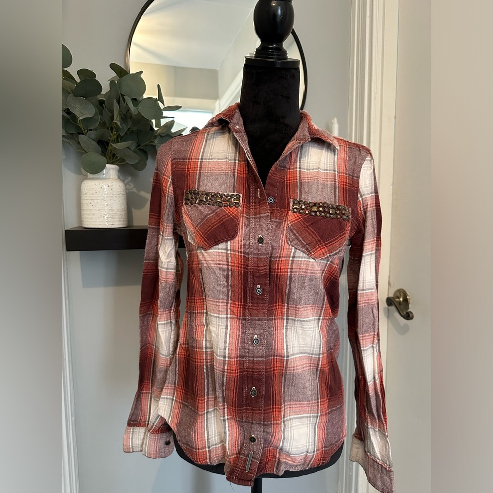 Abercrombie & Fitch studded flannel shirt